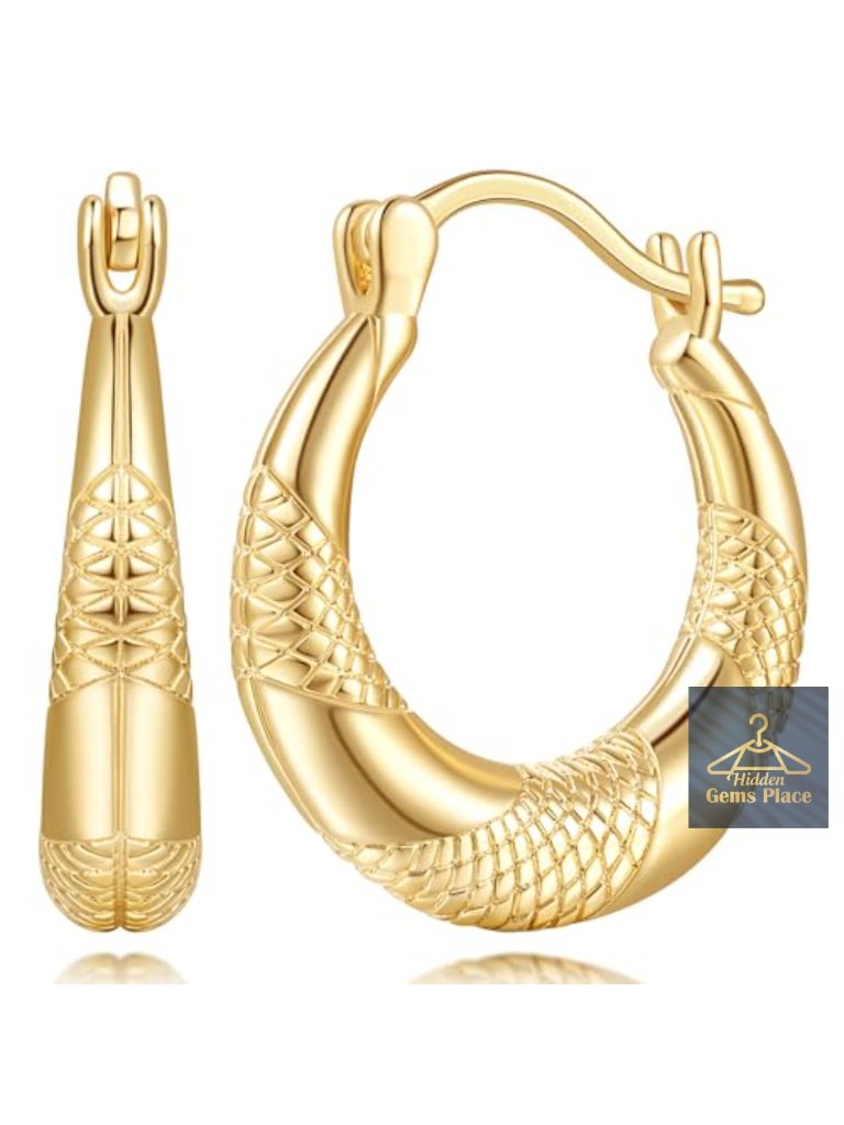 14k Gold Plated Chunky Hoop Earrings Hypoallergenic 20mm